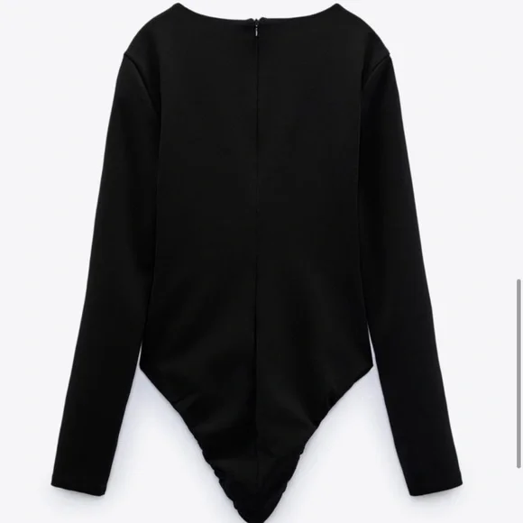 Blogger’s Favorite 🤩 Zara Black Lace-Up Front Eyelet Bodysuit - Picture 5 of 10